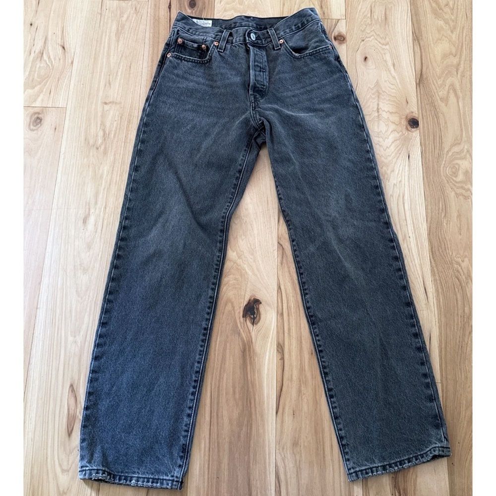 EUC Levi's Premium 501® ‘90S Ankle Grey Black Mid-rise Straight WOMEN'S JEANS 25 - Picture 2 of 14
